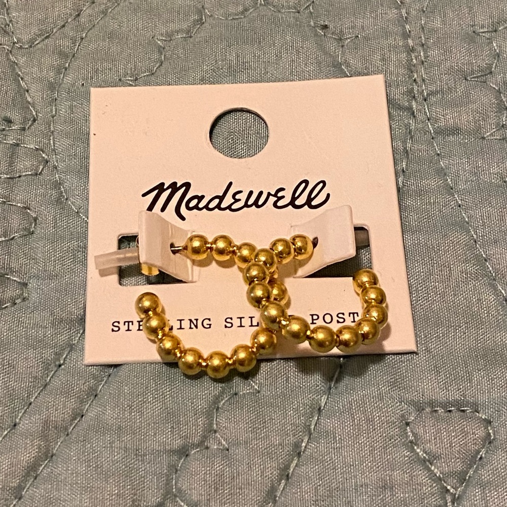 Two pairs gold Madewell hoop earrings (NWT)